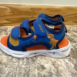 Carter's Blue and Orange Light Up Dinosaur Sandals Boys